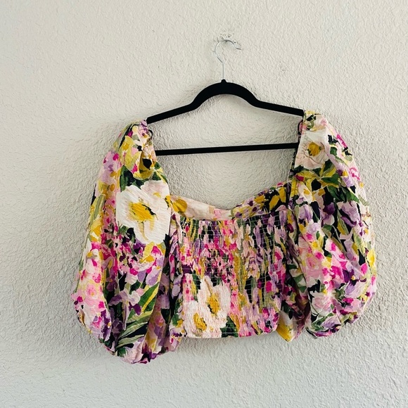 H&M Floral Puff Sleeve Crop Top - Picture 9 of 9
